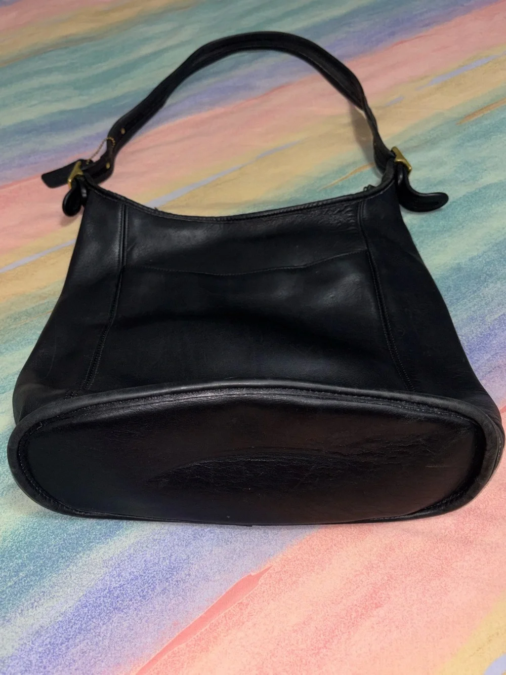 Coach Vintage Legacy Large Slim Duffle Bucket Bag Black Leather 9060 Classic